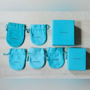 Tiffany & Co. Classic Blue Boxes and Cloth Jewelry Pouches - 7 items